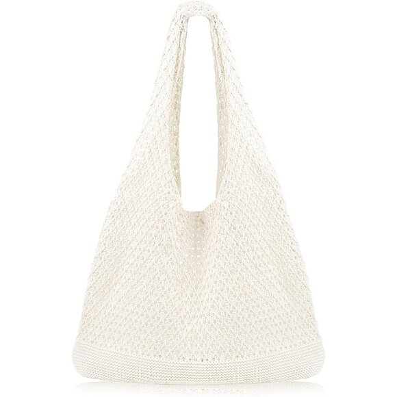 Accessories - Crochet Beach Tote Bag Aesthetic Mesh Summer Beach Bag for Women Hippie Knit